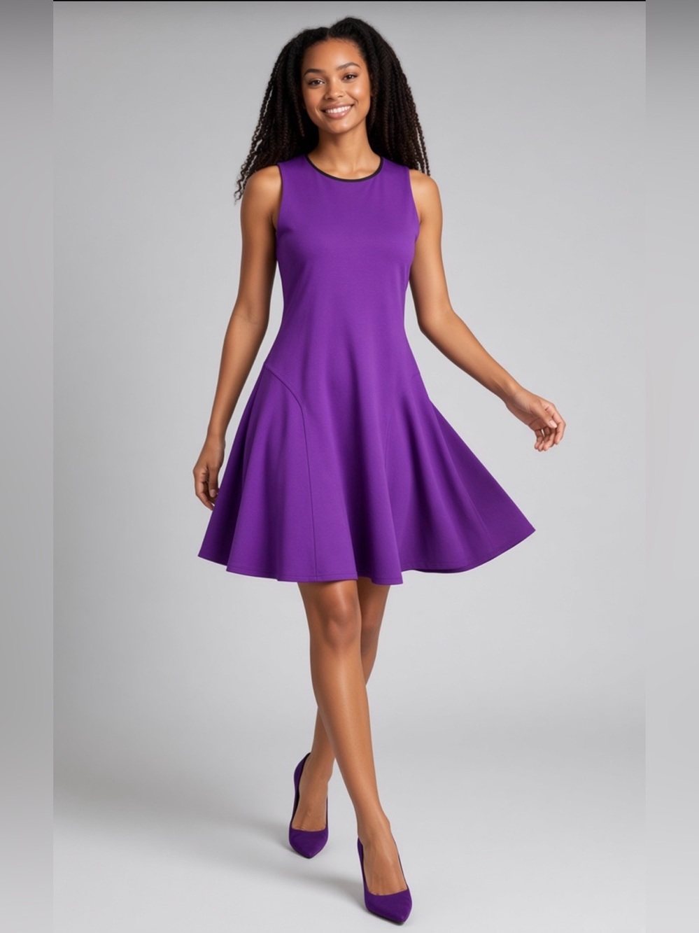 Lauren Ralph Lauren Purple Faux Leather Trim
Knee Length Dress Size M